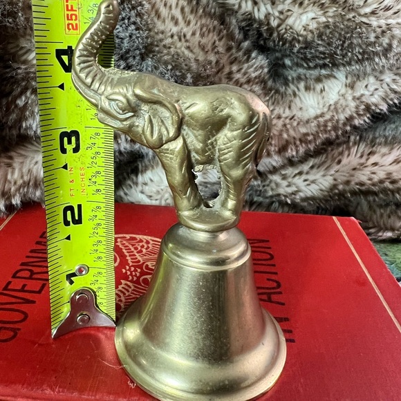 Elephant Handle Brass Bell Trumpeting Elephant With Trunk Raised,shelf Decor - Picture 7 of 7